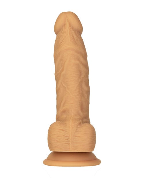 B.M.S. Enterprises Naked Addiction 8" Rotating &amp; Vibrating Dong with Remote - Caramel Dildos