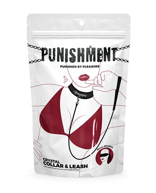 B.M.S. Enterprises Punishment Crystal Detail Collar &amp; 37" Leash Kink &amp; BDSM