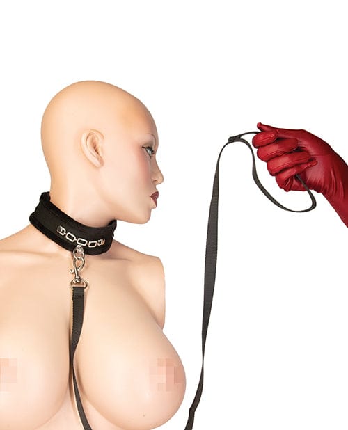 B.M.S. Enterprises Punishment Crystal Detail Collar &amp; 37" Leash Kink &amp; BDSM