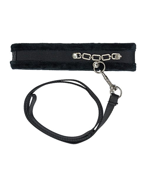 B.M.S. Enterprises Punishment Crystal Detail Collar &amp; 37" Leash Kink &amp; BDSM