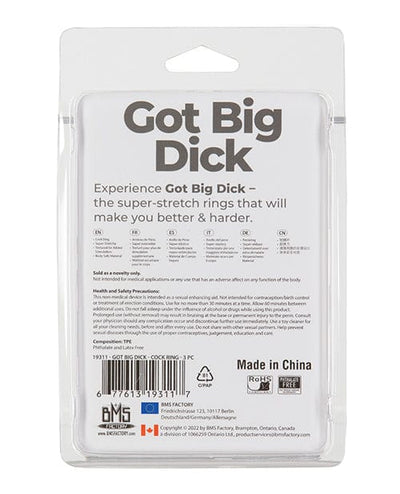 B.M.S. Enterprises Got Big Dick 3 Pack Cock Rings - Black Penis Toys