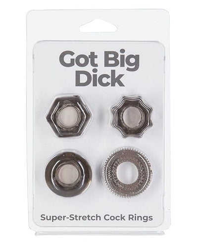 B.M.S. Enterprises Got Big Dick 4 Pack Cock Rings - Black Penis Toys