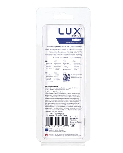 B.M.S. Enterprises Lux Active Tether Adjustable Cock Tie - Black Penis Toys