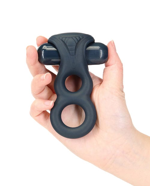 B.M.S. Enterprises Lux Active Triad 4.5" Vibrating Dual Ring with Remote - Dark Blue Penis Toys