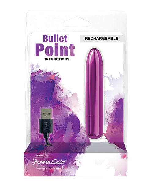 B.M.S. Enterprises Bullet Point Rechargeable Bullet - 10 Functions Purple Vibrators