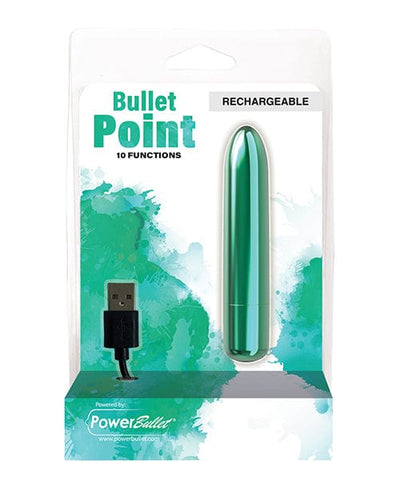 B.M.S. Enterprises Bullet Point Rechargeable Bullet - 10 Functions Teal Vibrators