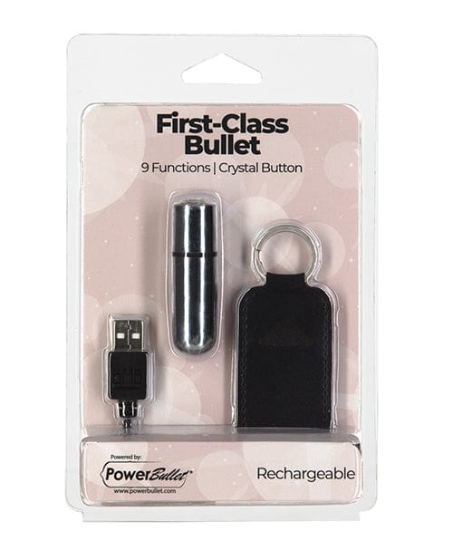 B.M.S. Enterprises First Class Mini Rechargeable Bullet W/crystal - 9 Functions Silver Vibrators