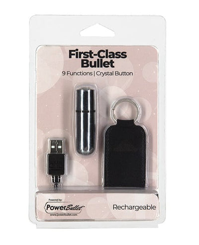 B.M.S. Enterprises First Class Mini Rechargeable Bullet W/crystal - 9 Functions Silver Vibrators