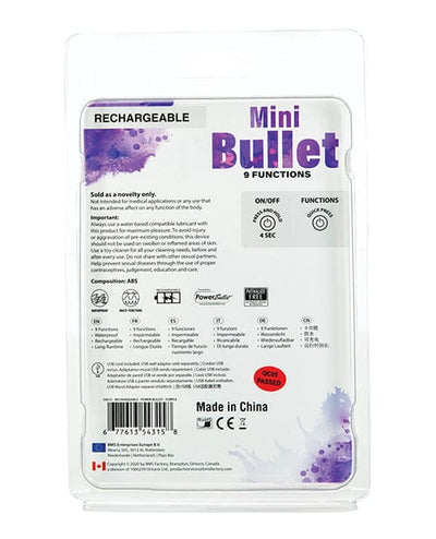 B.M.S. Enterprises Mini Bullet Rechargeable Bullet - 9 Functions Vibrators