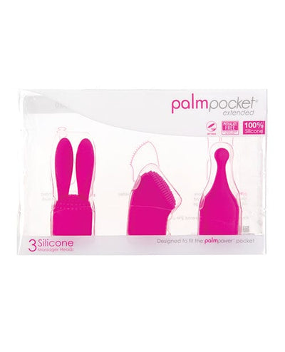 B.M.S. Enterprises Palm Power Palm Pocket Extended Accessories - 3 Silicone Heads Pink Vibrators