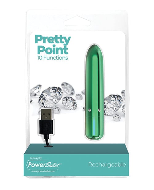 B.M.S. Enterprises Pretty Point Rechargeable Bullet - 10 Functions Teal Vibrators