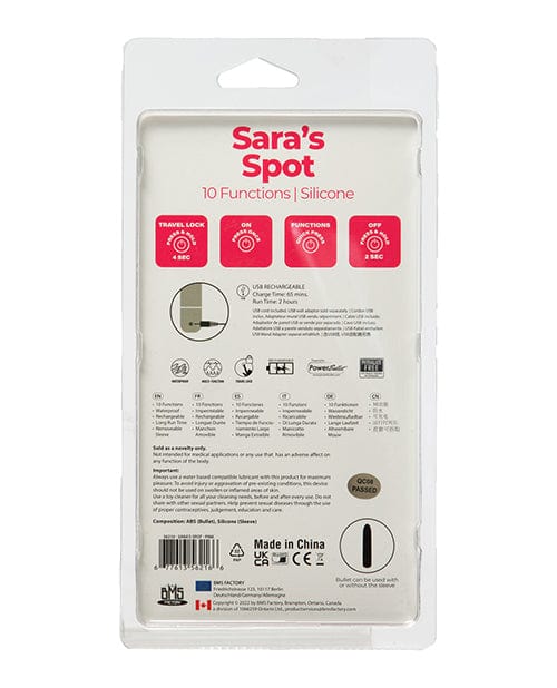 Sara's Spot Rechargeable Bullet with G Spot Sleeve - 10 Functions
