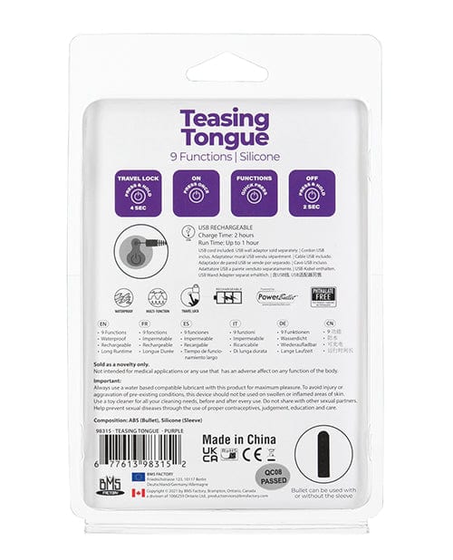 B.M.S. Enterprises Teasing Tongue - 9 Functions Purple Vibrators