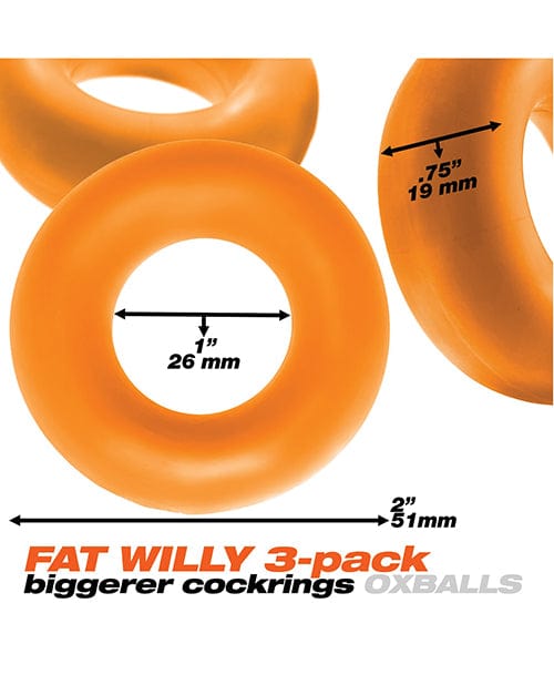 Blue Ox Designs LLCDba Oxballs Oxballs Fat Willy 3 Pack Jumbo Cock Rings - Orange Sale