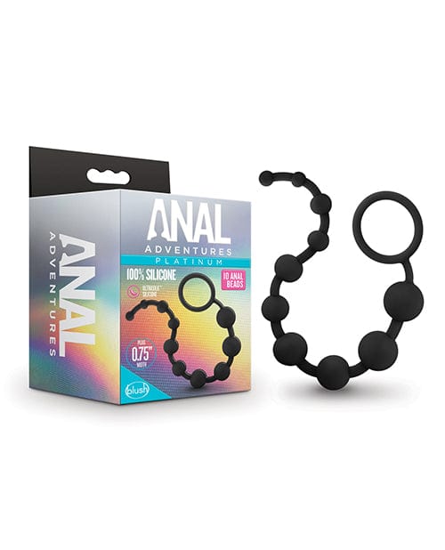 Blush Novelties Blush Anal Adventures Platinum Silicone 10 Anal Beads - Black Anal Toys
