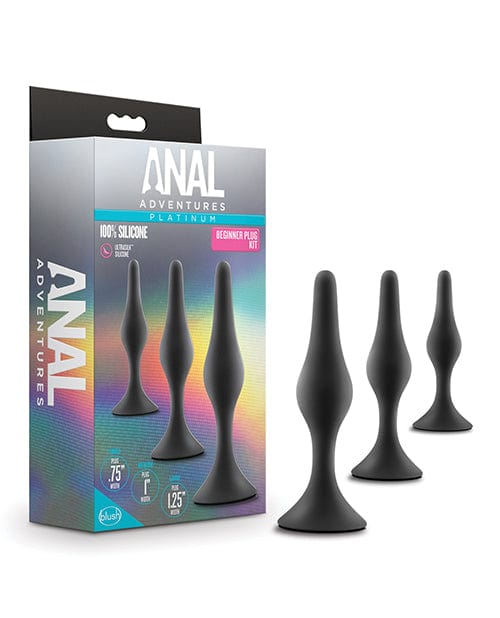 Blush Novelties Blush Anal Adventures Platinum Silicone Beginner Plug Kit - Black Anal Toys