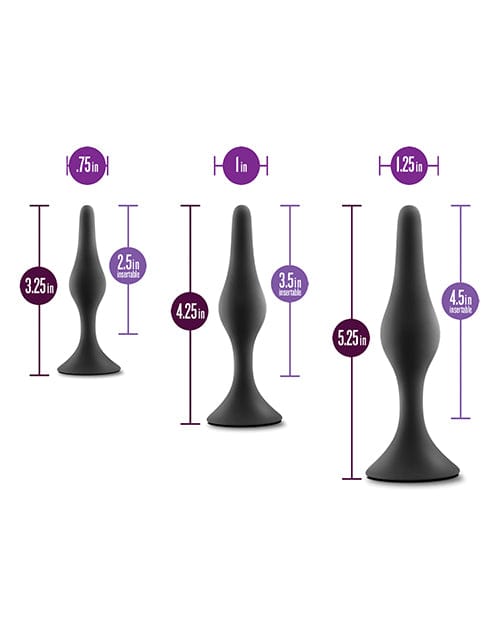 Blush Novelties Blush Anal Adventures Platinum Silicone Beginner Plug Kit - Black Anal Toys