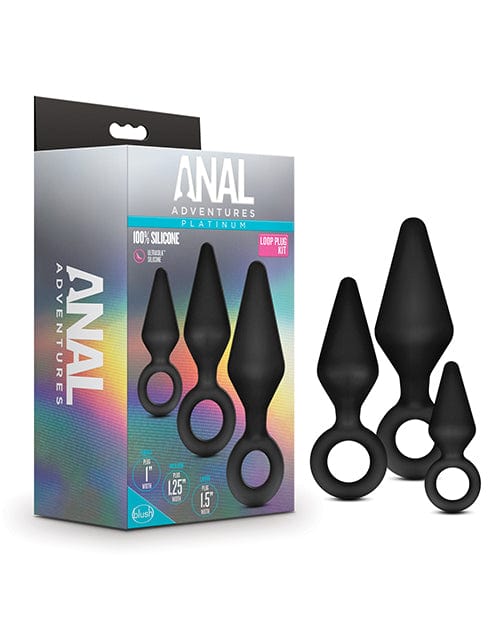 Blush Novelties Blush Anal Adventures Platinum Silicone Loop Plug Kit - Black Anal Toys