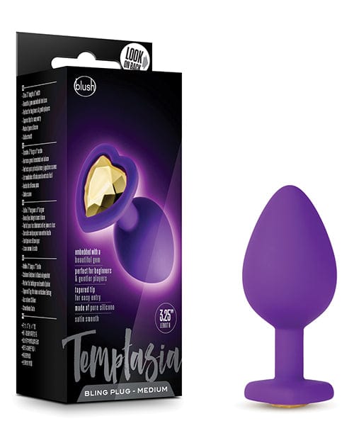 Blush Novelties Blush Temptasia Bling Plug with Gem Medium - Purple Anal Toys