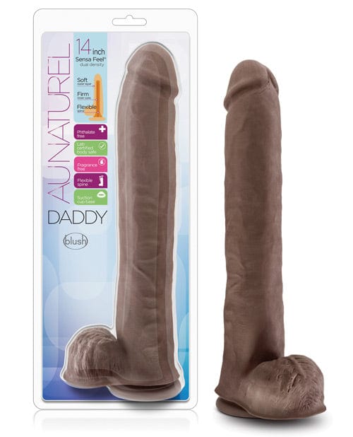 Blush Novelties Blush Au Naturel Daddy 14" Sensa Feel Dual Density Dong with Suction Cup Chocolate Dildos
