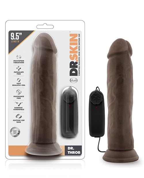 Blush Dr. Skin Dr. Throb 9.5" Cock with Suction Cup - Chocolate
