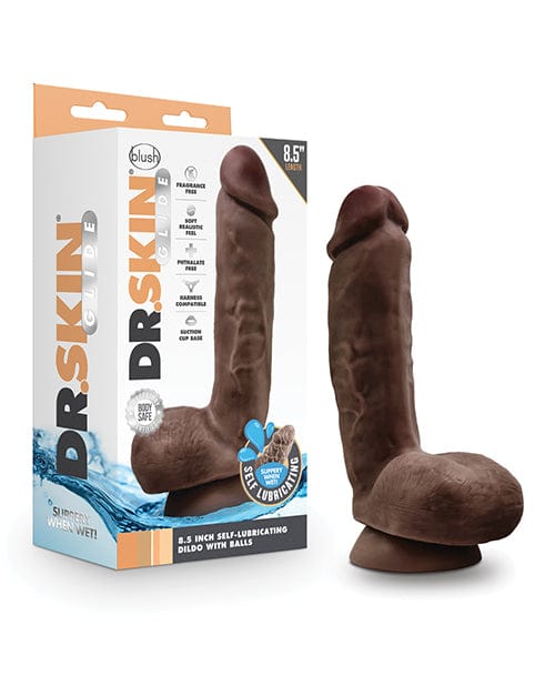 Blush Dr. Skin Glide 8.5" Self Lubricating Dildo with Balls