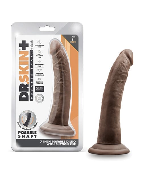 Blush Novelties Blush Dr. Skin Plus 7" Posable Dildo Chocolate / 7" Dildos