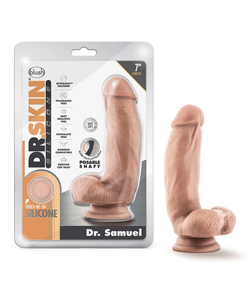 Blush Dr. Skin Silicone Dr. Samuel 7" Dildo with Balls