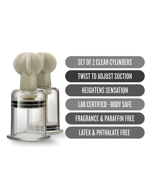 Blush Novelties Blush Temptasia Clit &amp; Nipple Large Twist Suckers - Clear Set Of 2 Kink &amp; BDSM