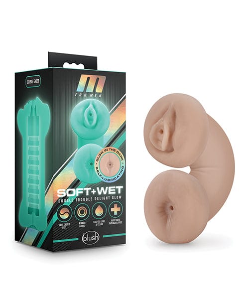 Blush Novelties Blush M For Men Soft And Wet Double Trouble Glow In The Dark - Ivory Penis Toys