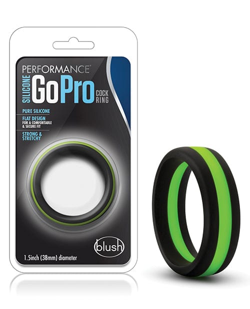 Blush Novelties Blush Performance Silicone Go Pro Cock Ring Black/Green Penis Toys