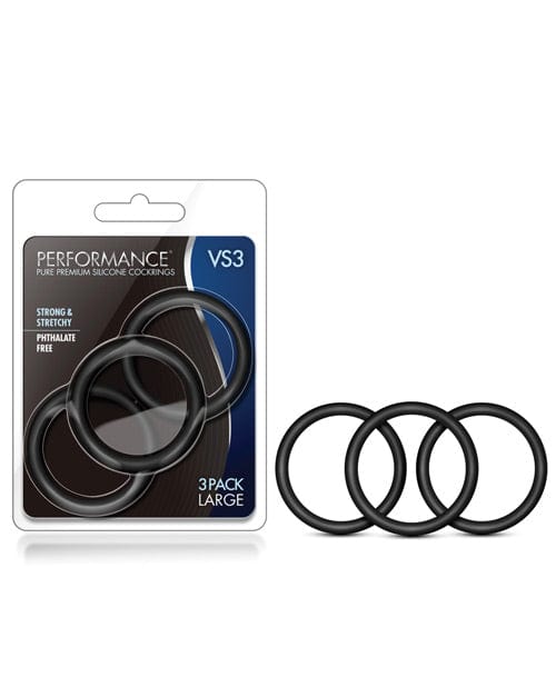 Blush Novelties Blush Performance Vs3 Pure Premium Silicone Cockrings Large - Black Penis Toys