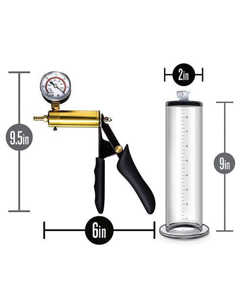 Blush Novelties Blush Performance VX6 Vacuum Penis Pump with Brass Pistol &amp; Pressure Gauge - Clear Penis Toys