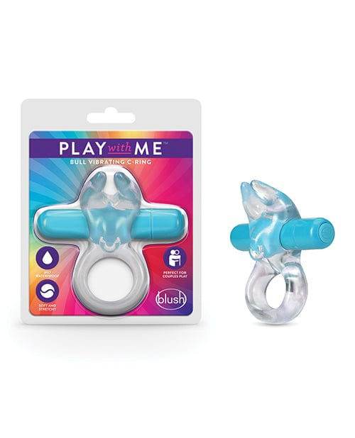 Blush Novelties Blush Play With Me Bull Vibrating Cock Ring Blue Penis Toys