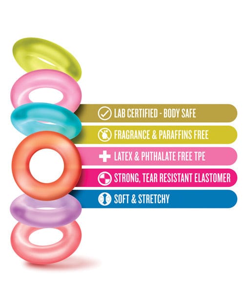Blush Novelties Blush Play With Me King Of The Ring - Asst. Colors Set Of 6 Penis Toys