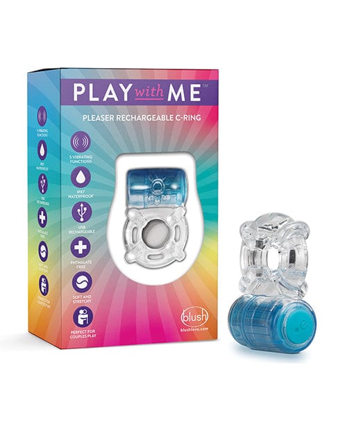Blush Novelties Blush Play With Me Pleaser Rechargeable C Ring Blue Penis Toys