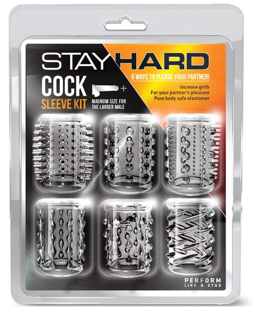 Blush Novelties Blush Stay Hard Cock Sleeve Kit - Clear Box Of 6 Penis Toys
