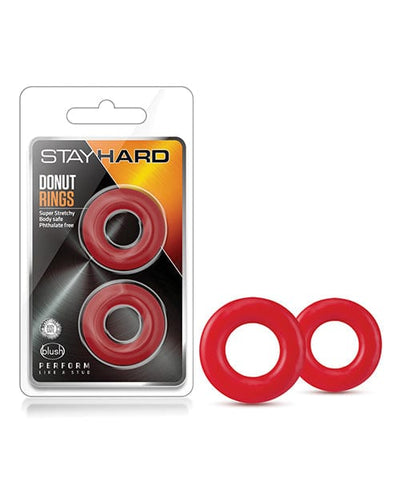 Blush Novelties Blush Stay Hard Donut Rings - Red Pack Of 2 Penis Toys