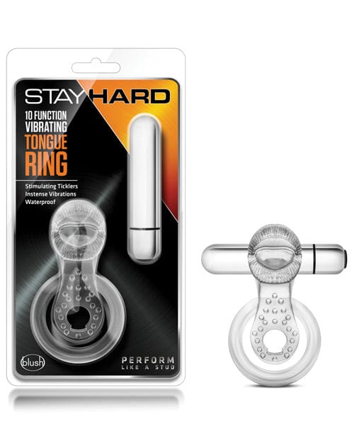 Blush Stay Hard Vibrating Tongue Ring - 10 Function Clear by Blush Novelties | Penis Toys | OrchidToys.com Blush Stay Hard Vibrating Tongue Ring - 10 Function Clear by Blush Novelties | Penis Toys | OrchidToys.com