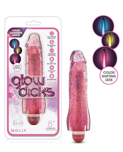 Blush Novelties Blush Glow Dicks Glitter Vibrator Molly Pink Vibrators