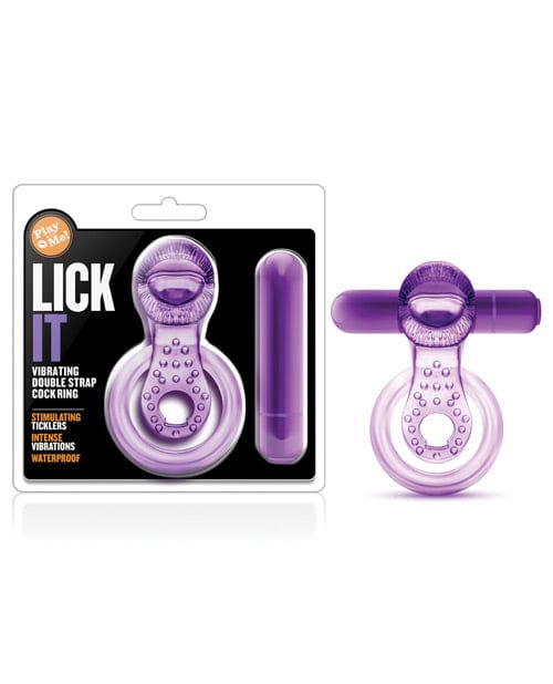 Blush Novelties Blush Play With Me Lick It Vibrating Double Strap Cockring - Purple Vibrators
