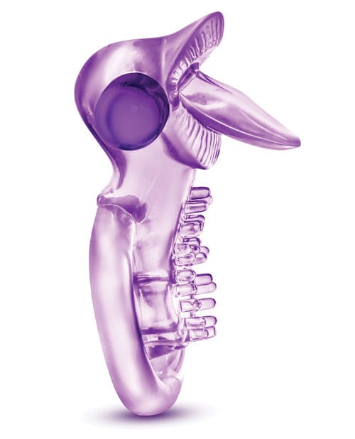 Blush Novelties Blush Play With Me Lick It Vibrating Double Strap Cockring - Purple Vibrators