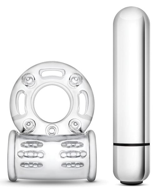 Blush Novelties Blush Stay Hard 10 Function Vibrating Bull Ring Cock Ring - Clear Vibrators
