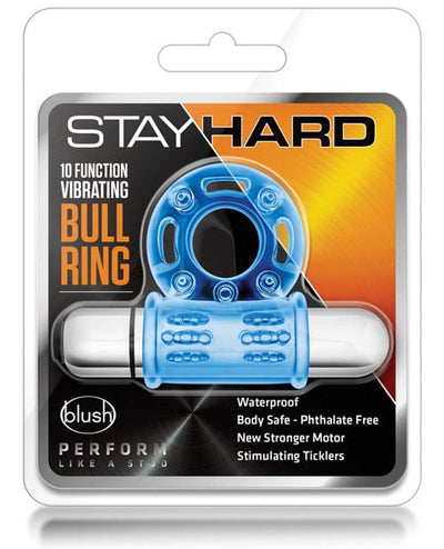 Blush Novelties Blush Stay Hard Mega Vibrating Bull Ring - Blue Vibrators