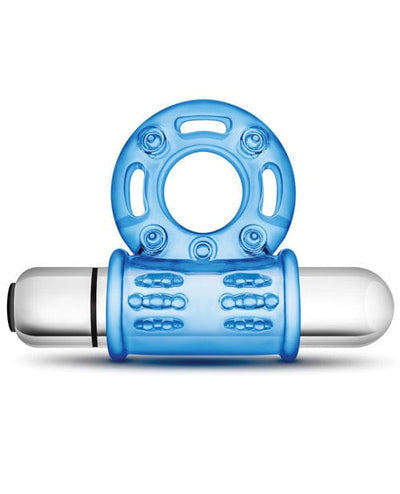 Blush Novelties Blush Stay Hard Mega Vibrating Bull Ring - Blue Vibrators