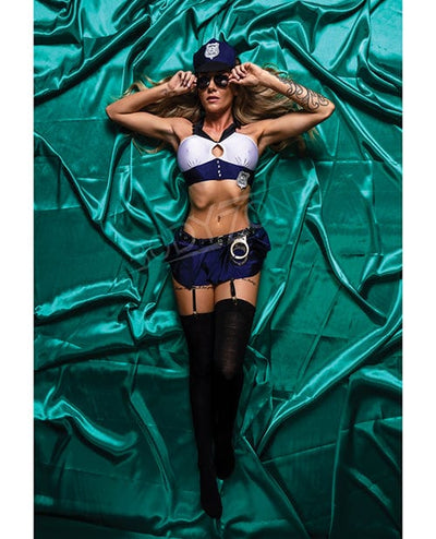 Bodyzone Apparel Role Play Cocky Cop 8 Pc Set Blue/white Medium/Large Lingerie & Costumes