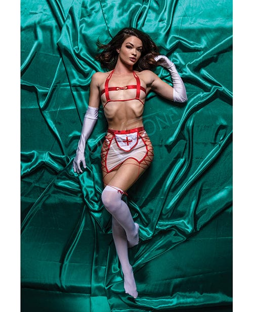 Bodyzone Apparel Role Play Naughty Nurse 5 Pc Set Red/white Medium/Large Lingerie &amp; Costumes