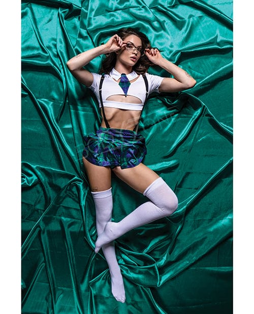 Bodyzone Apparel Role Play Sultry School Babe 6 Pc Set Green Medium/Large Lingerie &amp; Costumes