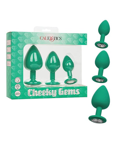 CalExotics Cheeky Gems 3 Pc Plug Set Green Anal Toys