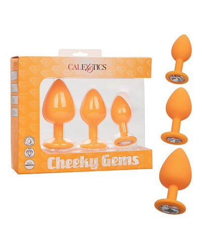 CalExotics Cheeky Gems 3 Pc Plug Set Orange Anal Toys